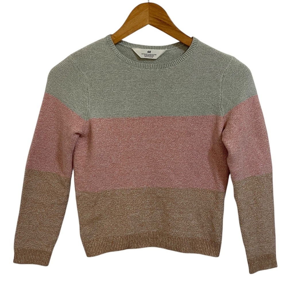 HM Kids Girls Colorblock Cotton Knit‎ Sweater Preppy Soft Girl CottageSize 8-10Y